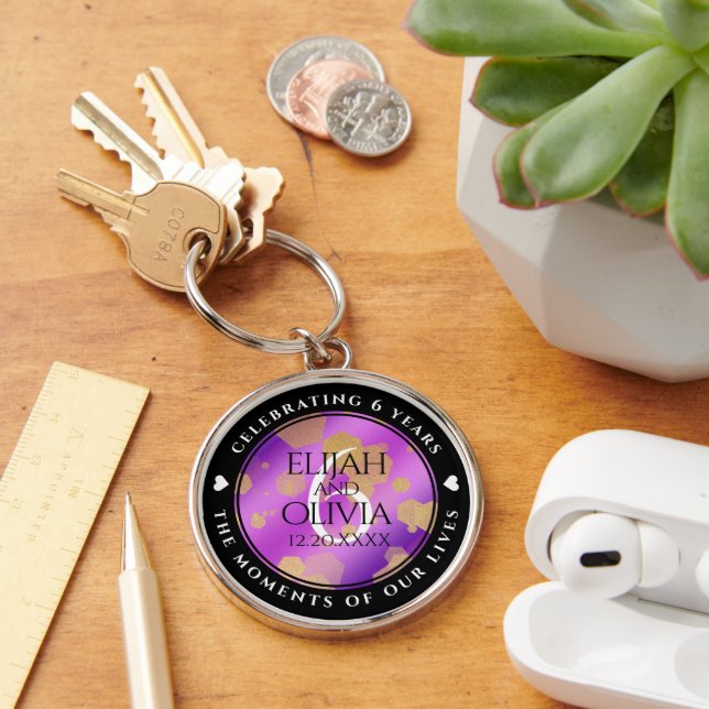 Elegant 6th Amethyst Wedding Anniversary Key Ring (Desk)