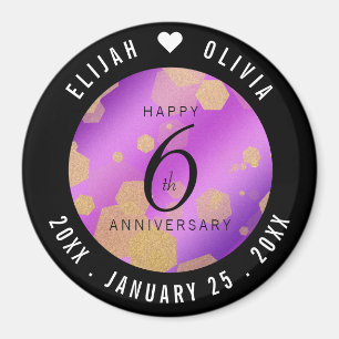 Elegant 6th Amethyst Wedding Anniversary Magnet