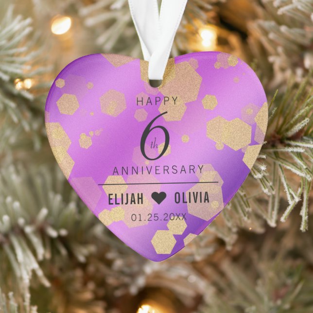 Elegant 6th Amethyst Wedding Anniversary Ornament (Tree)