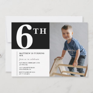 Elegant 6th birthday invitation Black Boy Photo