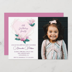 Elegant 6th birthday invitations Floral Photo