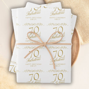 Elegant 70 and Fabulous 70th Birthday Wrapping Paper Sheet