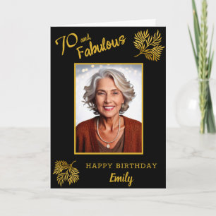 Elegant 70 and Fabulous Gold Foliage 70th Birthday Card