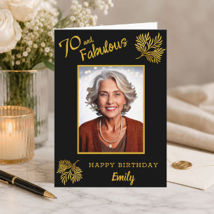 Elegant 70 and Fabulous Gold Foliage 70th Birthday Card