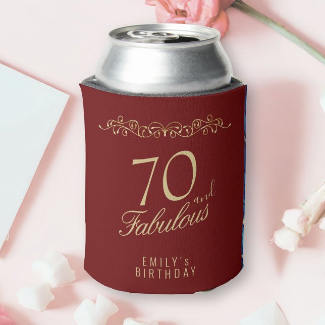 Elegant 70 and Fabulous Ornament 70th Birthday Can Cooler (Creator Uploaded)