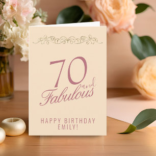 Elegant 70 and Fabulous Ornament 70th Birthday Card