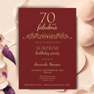 Elegant 70 and Fabulous Ornament 70th Birthday Invitation
