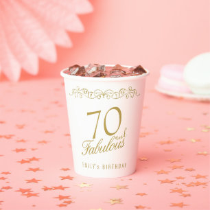 Elegant 70 and Fabulous Ornament 70th Birthday Paper Cups