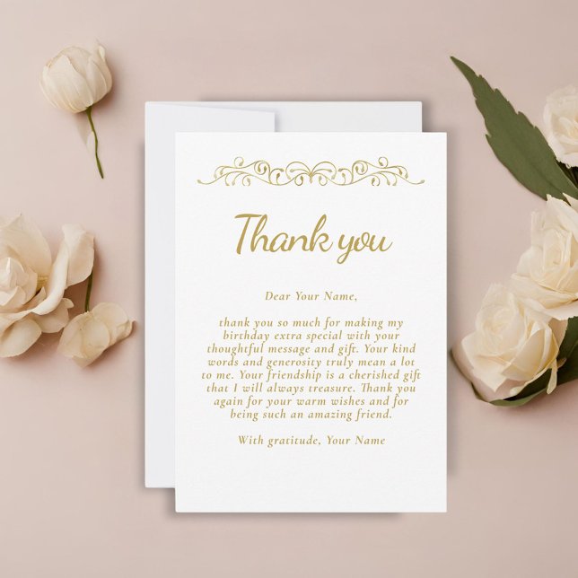 Elegant 70 and Fabulous Ornament 70th Birthday Thank You Card (Creator Uploaded)