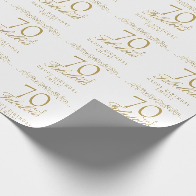 Elegant 70 and Fabulous Ornament 70th Birthday  Wrapping Paper (Corner)