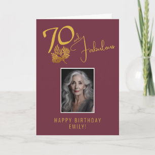 Elegant 70 and Fabulous Twigs 70th Birthday Photo Card
