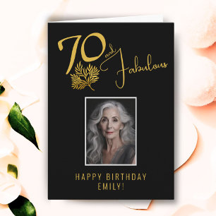 Elegant 70 and Fabulous Twigs 70th Birthday Photo Card