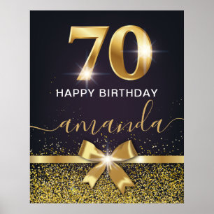 Elegant 70 & Fabulous Gold Glitter 70th Birthday Poster