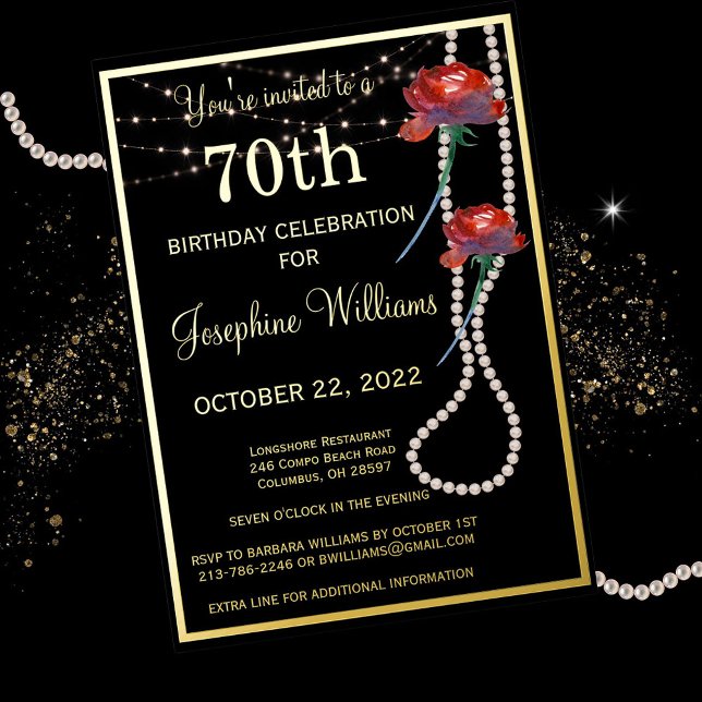 Elegant 70 Seventy Birthday Black REAL Gold  (Creator Uploaded)