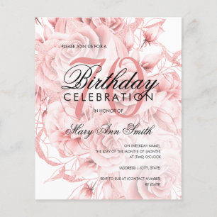 Elegant 70th Birthday Floral Rose Gold Invite Flyer
