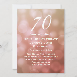 Elegant 70th Birthday For Her in Pink Bokeh Invitation
