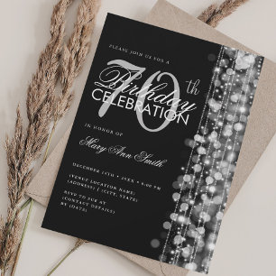 Elegant 70th Birthday Glam Sparkles Silver Invitation