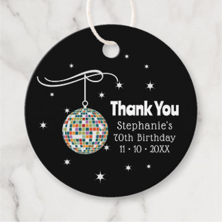 Elegant 70th Birthday Groovy Retro for Music Lover Favour Tags