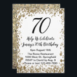 Elegant 70th Birthday Invitation For Her in Gold<br><div class="desc">This pretty and elegant 70th birthday invitation for her is perfect for a nice party and will set a celebratory tone. Note: The foil is printed and not actual shiny foil! This design features a printed pattern in gold and white, and is a nice choice for a special event to...</div>