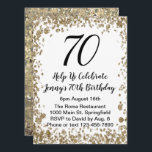 Elegant 70th Birthday Invitation For Her in Gold<br><div class="desc">This pretty and elegant 70th birthday invitation for her is perfect for a nice party and will set a celebratory tone. Note: The foil is printed and not actual shiny foil! This design features a printed pattern in gold and white, and is a nice choice for a special event to...</div>