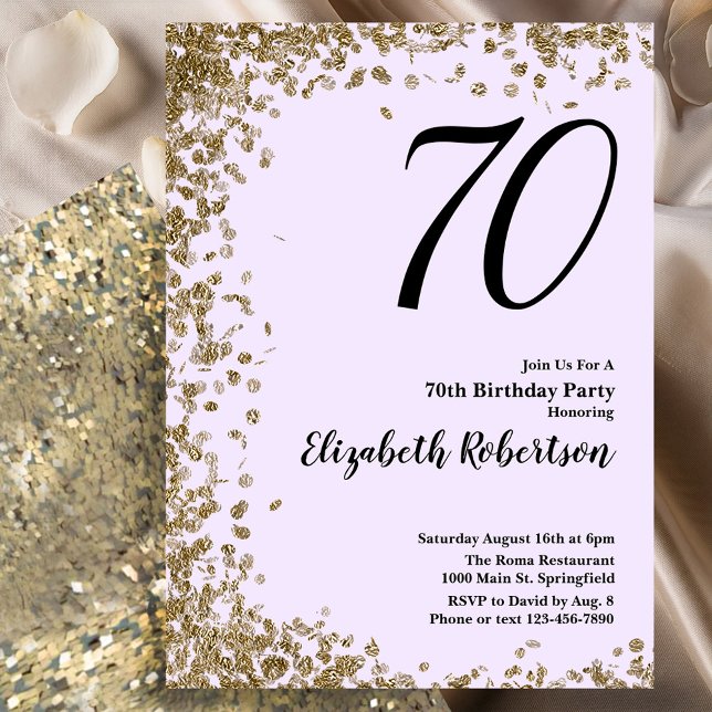 Elegant 70th Birthday Invitation Gold Sequins (Creator Uploaded)