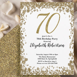 Elegant 70th Birthday Invitation With Gold Sequins