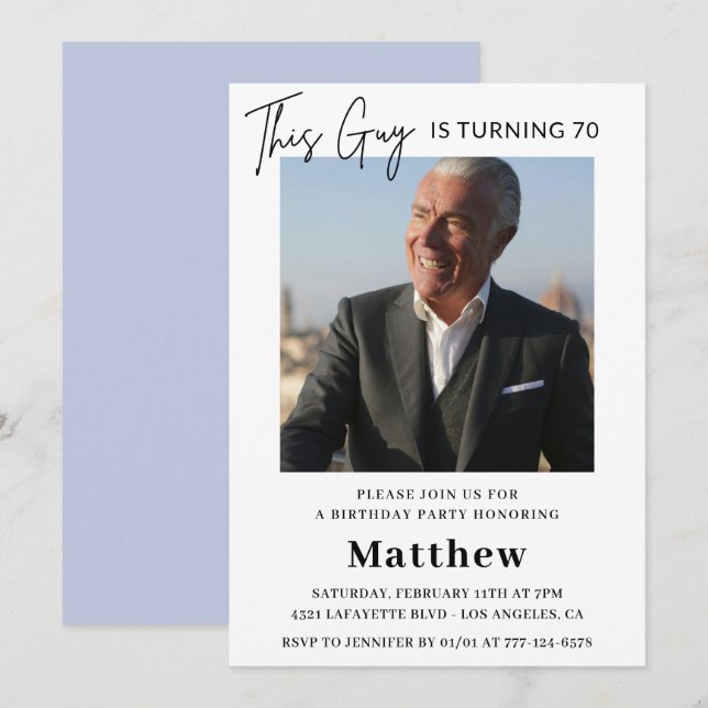 Elegant 70th birthday invitations Men Photo (Front/Back)