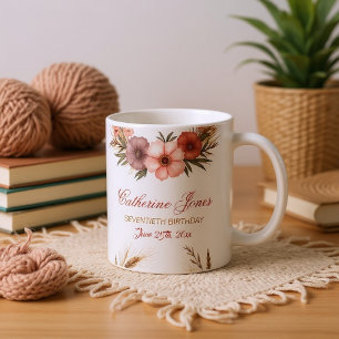 Elegant 70th Birthday Mug for Grandma – Boho Chic