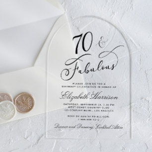 Elegant 70th Birthday Party Acrylic Invitations