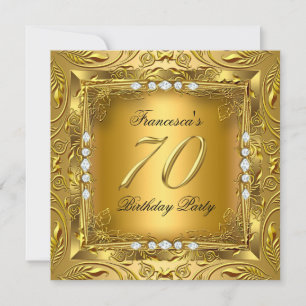 Elegant 70th Birthday Party Elite Gold Diamonds Invitation
