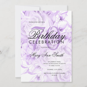 Elegant 70th Birthday Party Floral Purple  Invitation