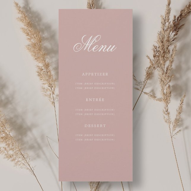 Elegant 70th Birthday Party Menu Dusty Rose  Invitation (Elegant 70th Birthday Party Menu Dusty Rose Invitation)