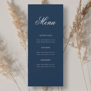 Elegant 70th Birthday Party Menu Gold Navy Blue Invitation