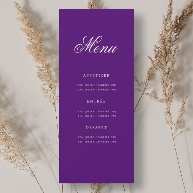 Elegant 70th Birthday Party Menu Gold Purple  Invitation (Elegant 70th Birthday Party Menu Gold Purple Invitation)
