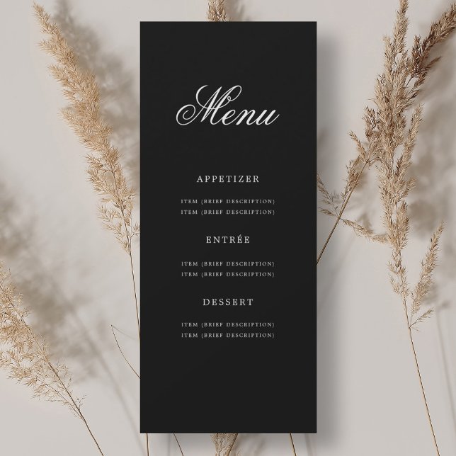 Elegant 70th Birthday Party Menu Silver Black  Invitation (Elegant 70th Birthday Party Menu Silver Black Invitation)