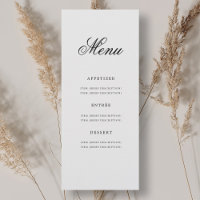 Elegant 70th Birthday Party Menu Silver