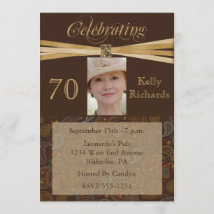 Elegant 70th Birthday Party  Photo Invitations