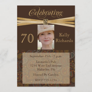 Elegant 70th Birthday Party Photo Invitations