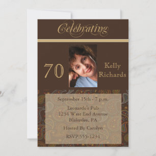 Elegant 70th Birthday Party  Photo Invitations