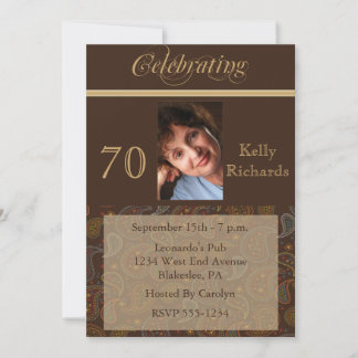 Elegant 70th Birthday Party Photo Invitations
