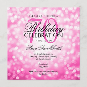 Elegant 70th Birthday Party Pink Glitter Lights Invitation