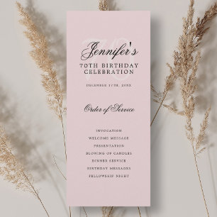 Elegant 70th Birthday Party Program Blush Pink  Invitation