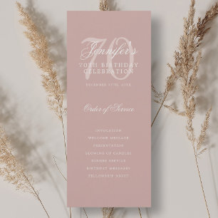 Elegant 70th Birthday Party Program Dusty Rose Invitation