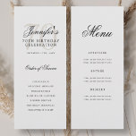 Elegant 70th Birthday Party Program   Menu Invitation<br><div class="desc">Elegant "Birthday Party Program" design with a sophisticated script typography w/ custom text.</div>