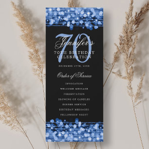Elegant 70th Birthday Party Program Navy Blue Invitation