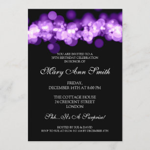 Elegant 70th Birthday Party Purple Bokeh Lights Invitation