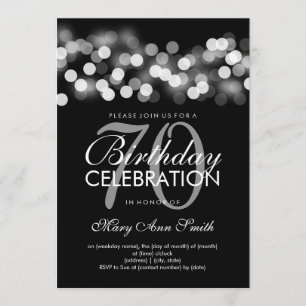 Elegant 70th Birthday Party Silver Hollywood Glam Invitation