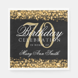 Elegant 70th Birthday Party Sparkles Gold Napkin