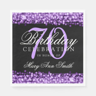 Elegant 70th Birthday Party Sparkles Purple Napkin