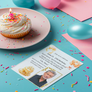 Elegant 70th Birthday Photo Party Invitation for H